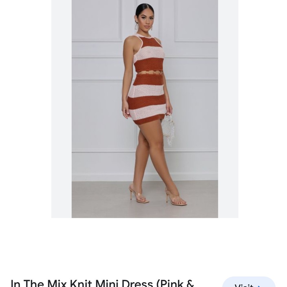 Lillys Kloset In The Mix Knit Mini Dress (Pink & Brown) × 1 Medium